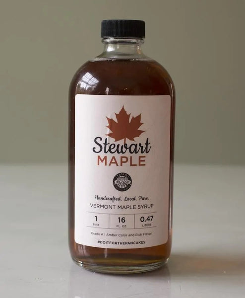 Certified Organic Maple Syrup in a One Pint Glass Jar