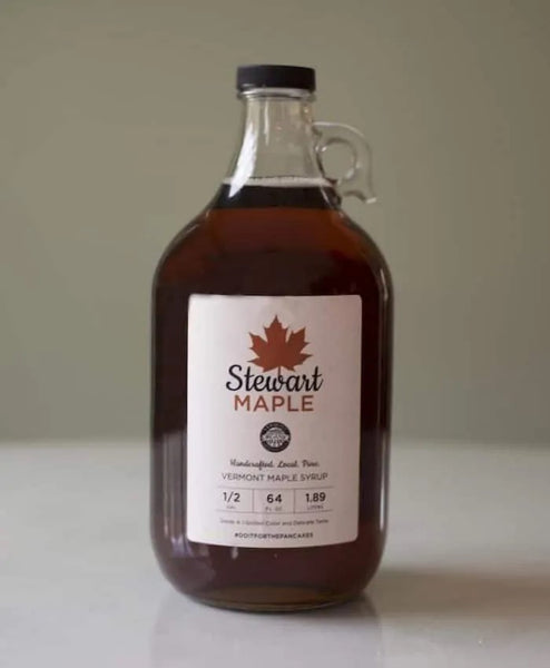 Certified Organic Maple Syrup in a One Half Gallon Glass Jar